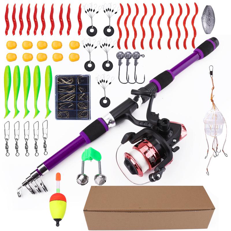 

Комбинированный комплект удилища и катушки FTK, включает спиннинговую катушку. (с линией), Удилище 1,8 м/4,9 фута, леска, искусственная бионическая приманка, грузило в комплекте. 1.8m/4.9ft фиолетовый