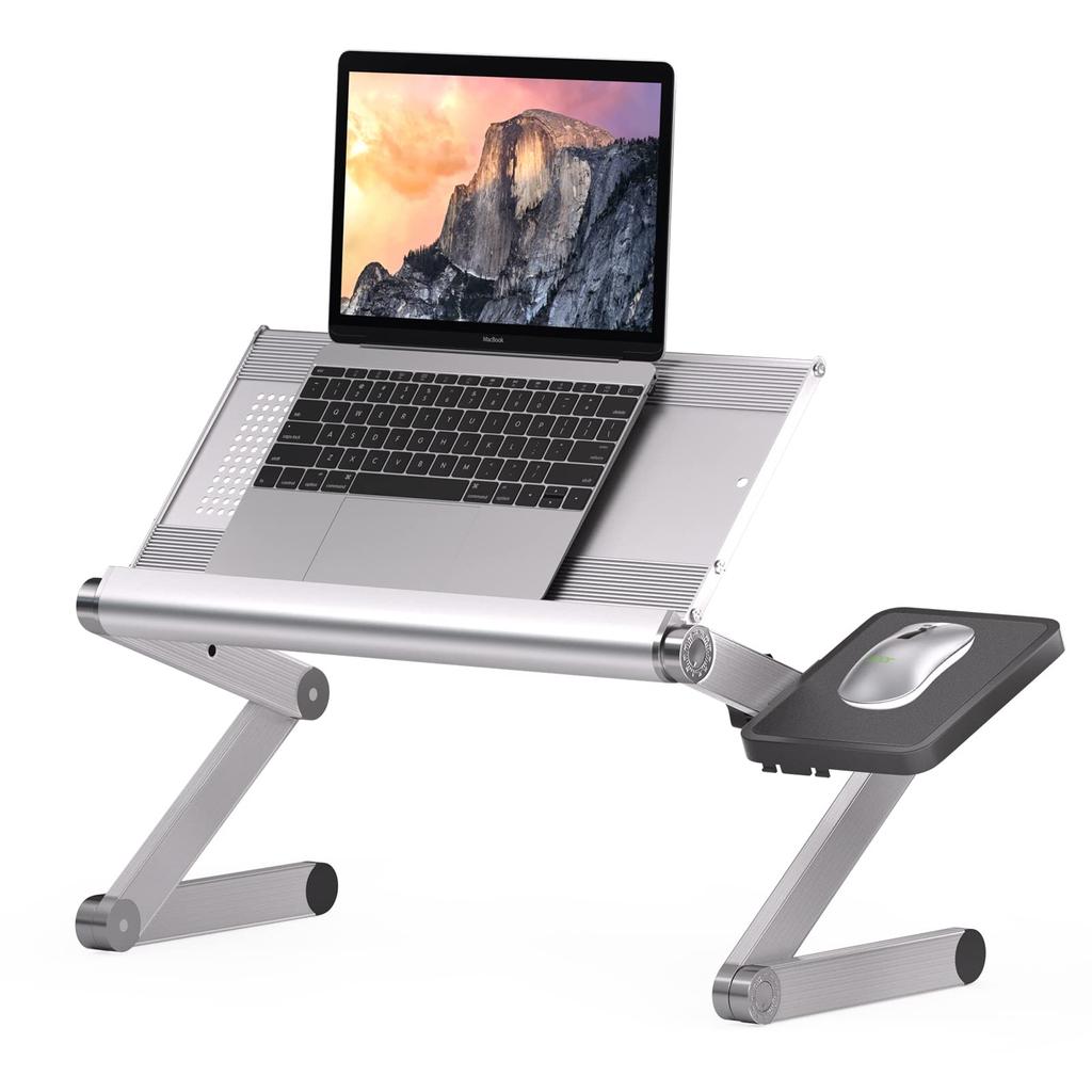 Powseed Laptop Aluminum Folding Lap Desk for Compatible with 16 Inches and PC Load Capacity Rust Proof Adjustable Joint Mouse Comes with Ventilation