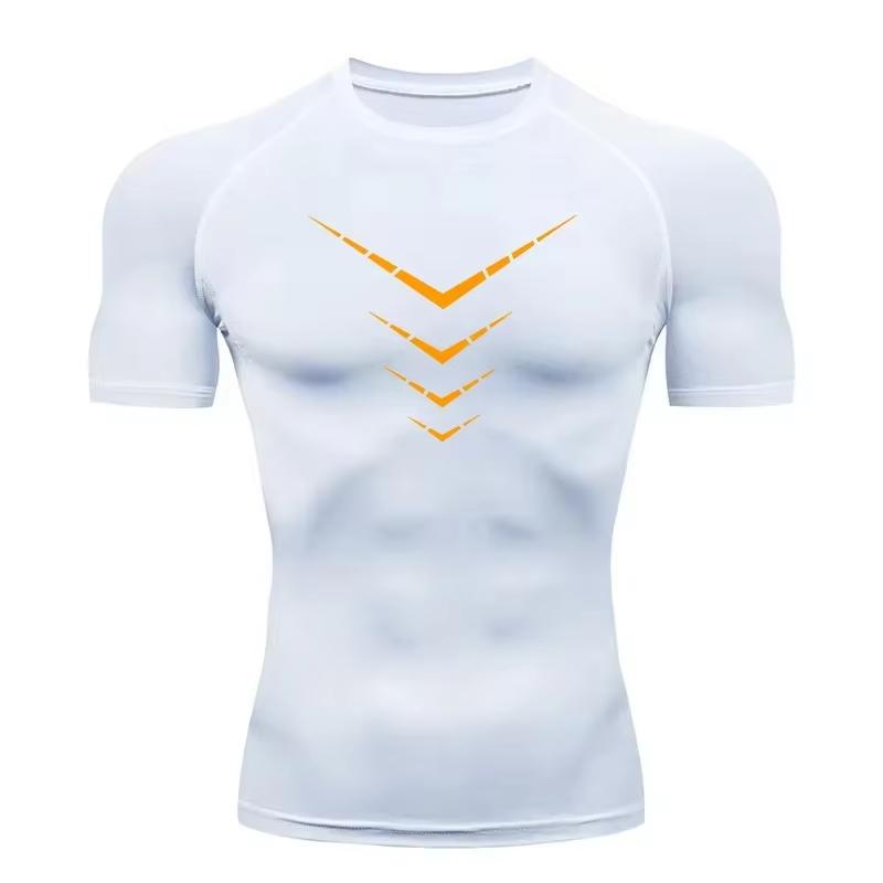 Compression Short Sleeve T-Shirt Men's Running Training Sports Wear Breathable Bodybuilding Top Fitness Clothing RL558
