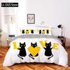Set Copripiumino Gatto Cartone Animato Microfibra Gattino Nero Cuore Giallo Set Biancheria da Letto 2/3 Pezzi Matrimoniale King Size Copripiumino