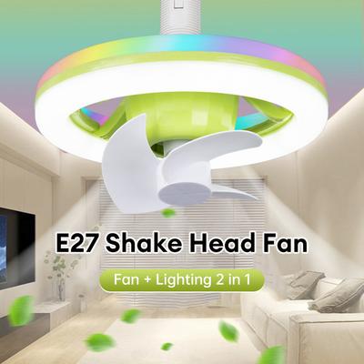 Wentylator Sufitowy ze Światłami LED Okrągłe Światło Sufitowe Wentylator 360° Oscylacja Pilot Wentylator Łopatki Światło Sufitowe do Sypialni Salonu