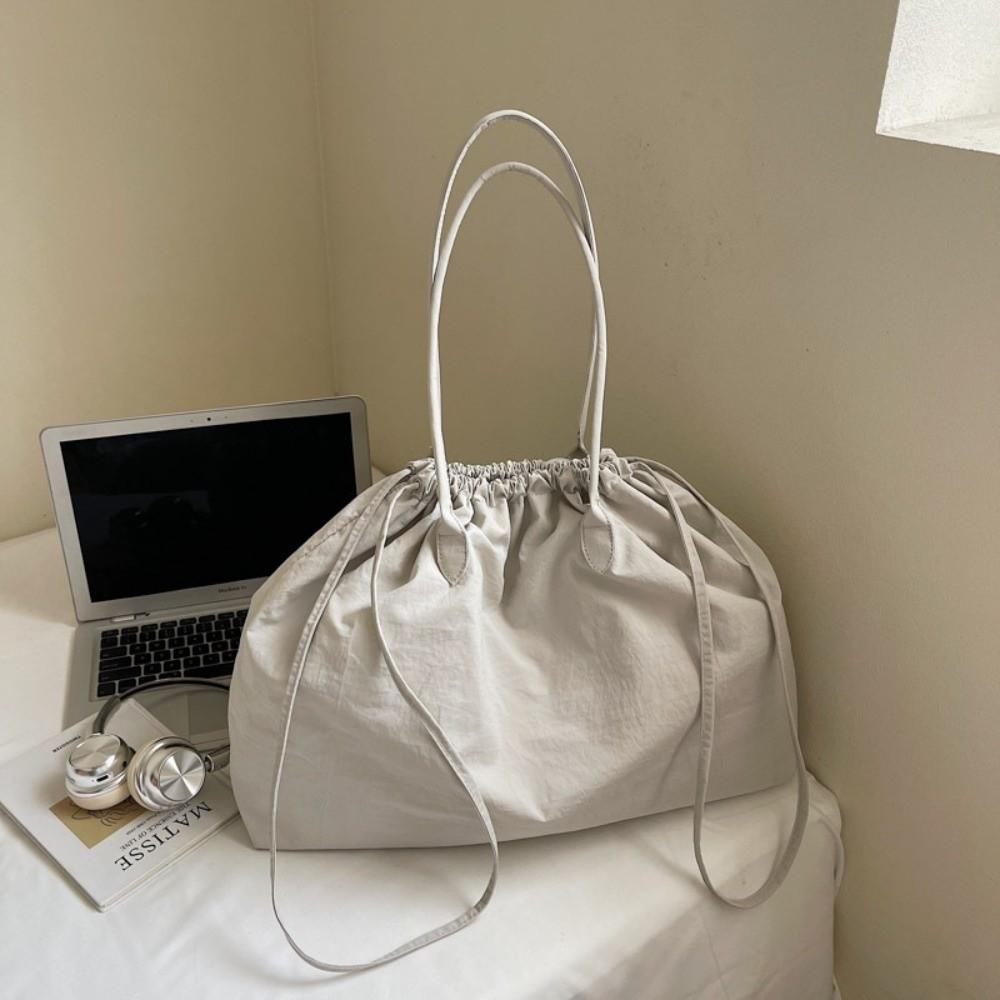 Versatile Overlarge Drawsting Bag Large Capacity Women's Handbag Simple Nylon Totes Bag  Girls