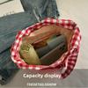 Korean Style Vintage Plaid Shoulder Bag Lightweight Large Capacity Casual Crossbody Bag for Women Versatile Texture Bucket Bag