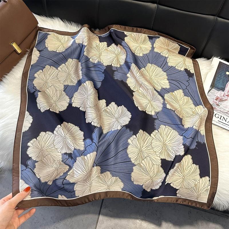 70x70cm Lightweight Silk-Look Square Scarf Women French Chic Hair Band Office Accessory Viscose 96%