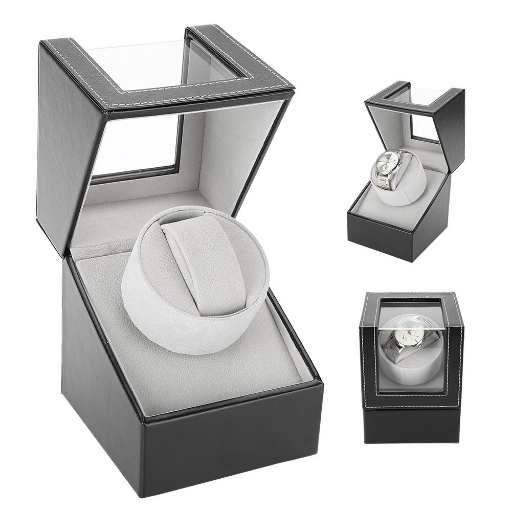 Single Automatic Mechanical PU Watch Winder Motor Wristwatch Holder  Black