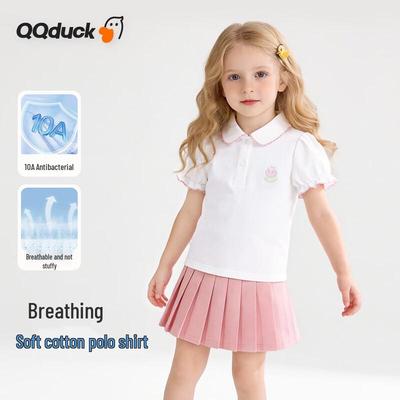 QQ DUCK Girls' Tulip Doll Collar Short Sleeve Polo T-shirt