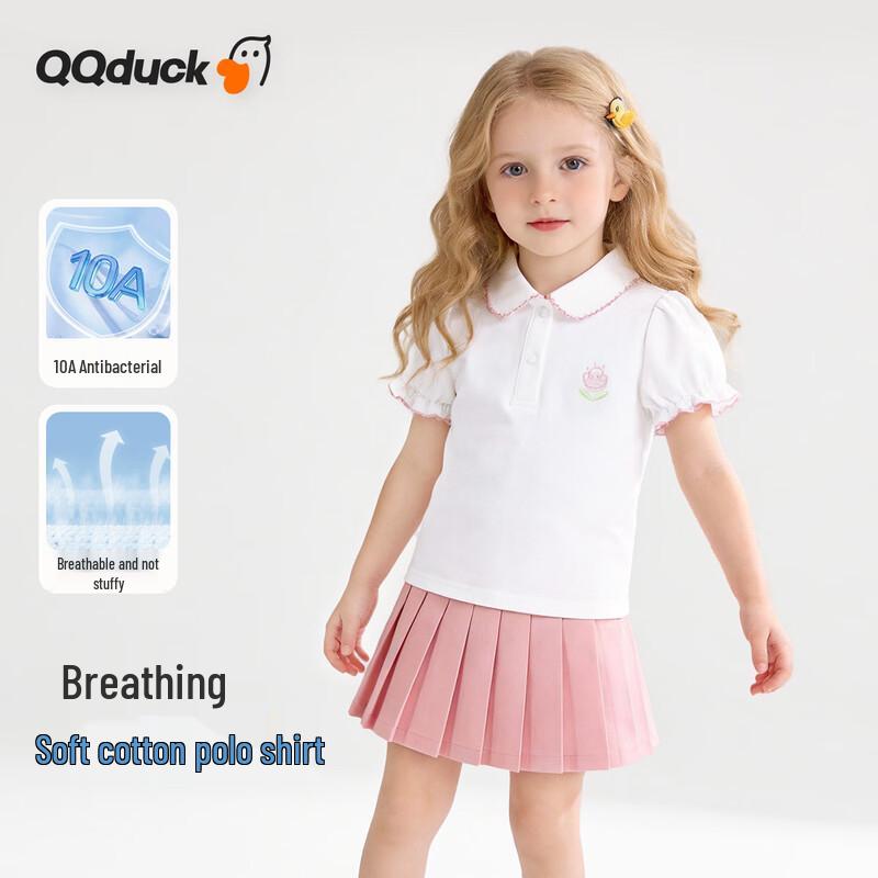 

QQ DUCK Girls Tulip Doll Collar Short Sleeve Polo T-shirt 90