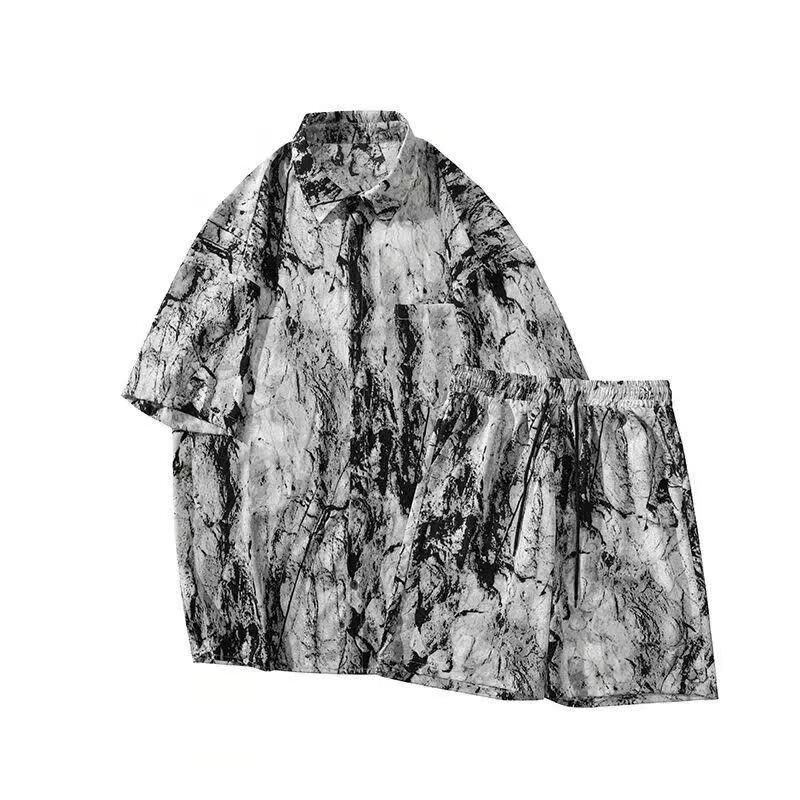 Men's Ice Silk Casual Sports Suit: Stylish Summer Two-Piece Set with Short Sleeve T-Shirt and Shorts