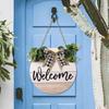 Welcome Sign Home Decorations Wreath Spring Bowknot Eucalyptu Wreath