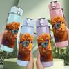 1PC Highland Cow Blue Butterfly Art 750ml Color Plastic Sports Water Bottle Leakproof Flip Straw Lid Suitable for Sports Office Home Use
