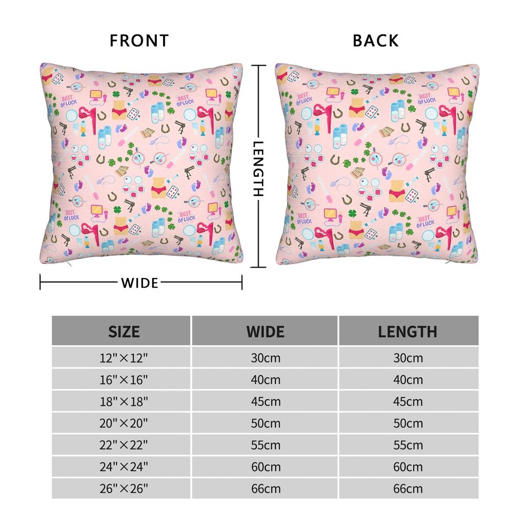 Square Pillow Cases Iui Fertility Treatment Cushion Covers Vintage Zippered Decorative Pillowcover For Seat
