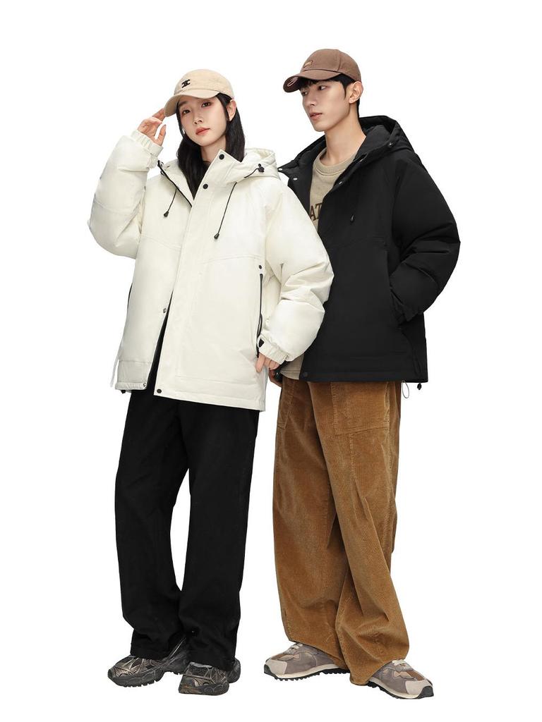 Men's 2025 Stylish Solid Color Hooded Windproof Down Jacket
