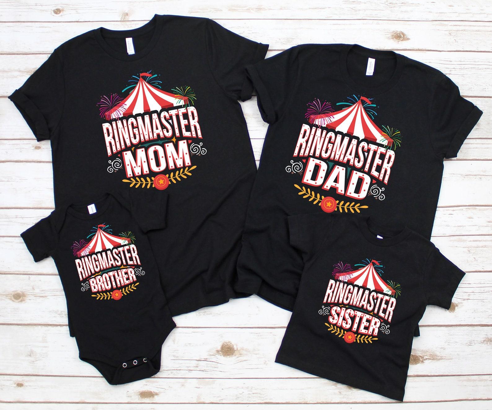 Circus Birthday Carnival Ringmaster Matching Couples Family Mom Dad Sister Brother | T-Shirt | T-Shirt T-shirt | Baby One Piece S