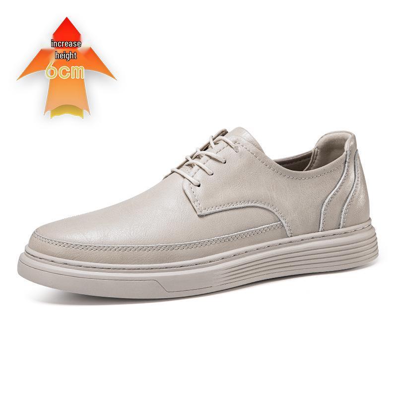Autumn Men s Casual 6CM Height-Boost Loafers - Genuine Leather Trendy Skate Style Low-Top Lace-Up Shoes. 47