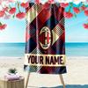 Custom Name Ac Milan Print Beach Towel, Large Soft Quick Dry Towel for Beach Camping Swimming