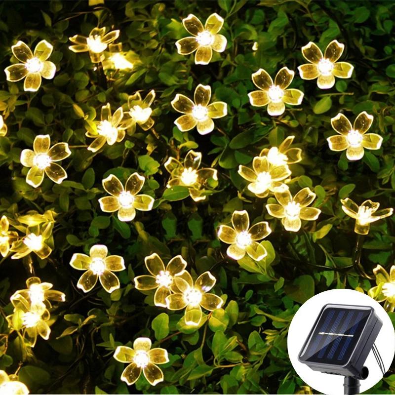 LED Solar Cherry Blossom String Light Outdoor Waterproof Fairy Lights Courtyard Decoration Atmosphere Light for Lawn Garden
