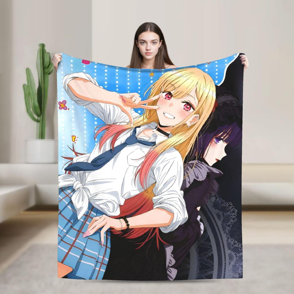 Kitagawa Marin My Dress-Up Darling Blankets Anime Flannel Funny Breathable Throw Blankets Bedding Lounge Spring/Autumn Office