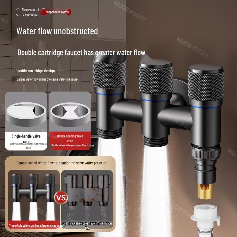 Three-Way Angle Valve Water Splitter: Multifunctional Faucet for Washing Machines