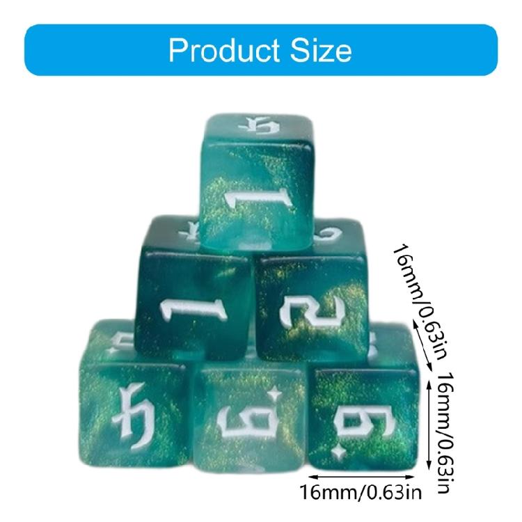 Round Corner Six Sided Dices Bulk, Pack of 6 Assorted Color 16mm D6 Acrylic Dices Cubes with Large Number for Kids Use