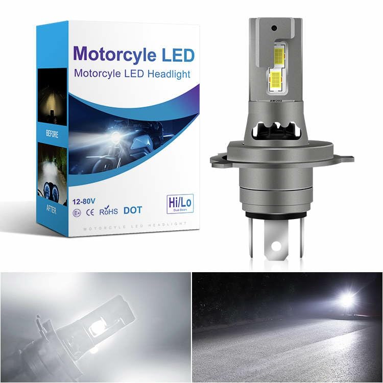 

Суперяркая мотоциклетная светодиодная фара H4 12 В лампа для мотоциклов переключение ближний/дальний свет водонепроницаемая IP65 тихая долгий срок службы интегрированная белая 1 штука (белый