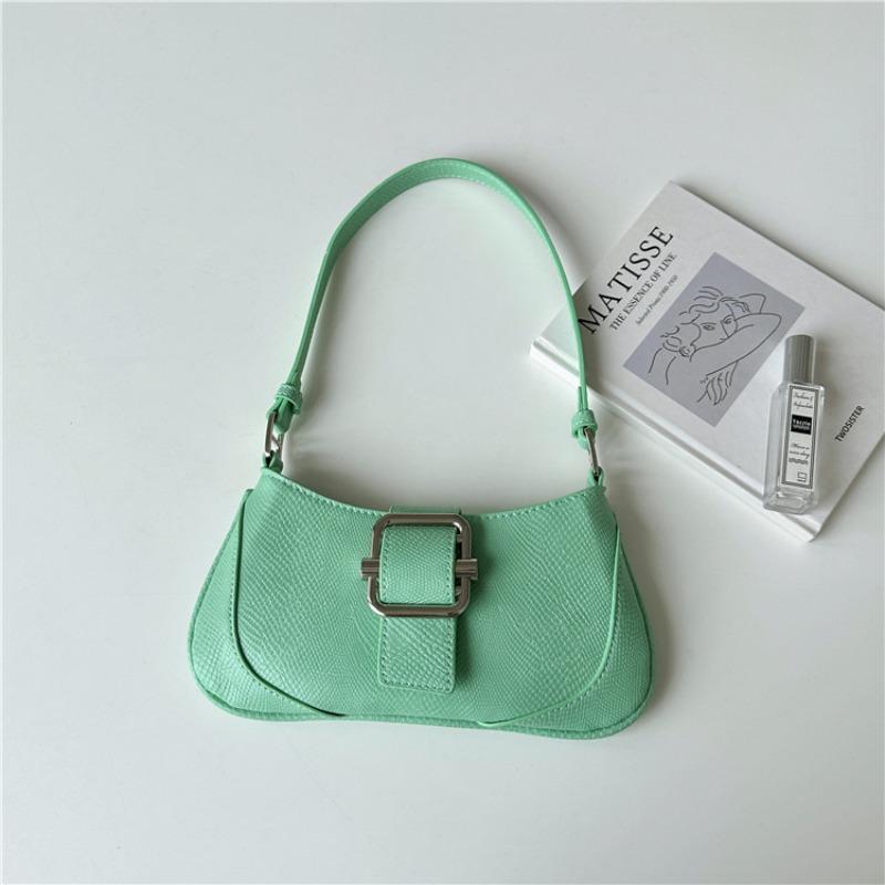 

Underarm bag contrasting color splicing baguette bag women s leather shoulder bag girls advanced sense of summer зелений