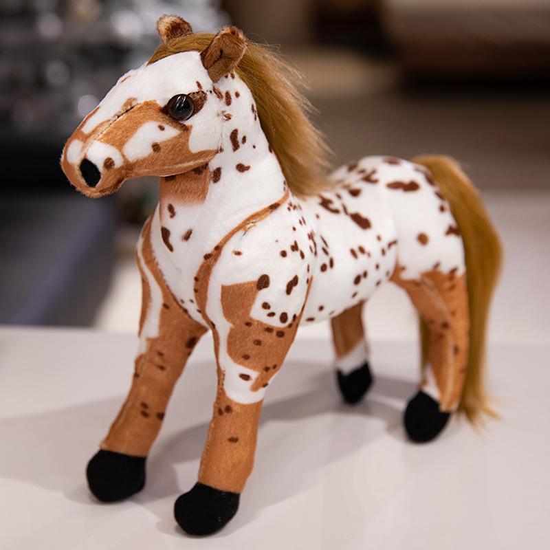 Real Foal Plush Toy White Horse Black Horse Sweat Blood BMW Children's Plush Toy Ornaments Thousand-mile Horse Doll