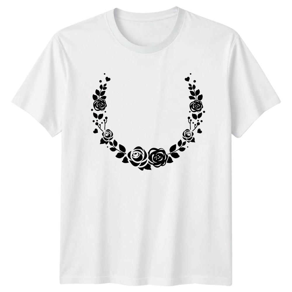 Floral Wreath TShirt Rose Bouquet Tee Minimalist Nature Gift S