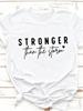 Crew Neck Short Sleeve T Shirt Stronger Than The Storm Inspirational Slogan Graphic Print Mustard Color Casual Spring Summer Daily Streetwear Tops