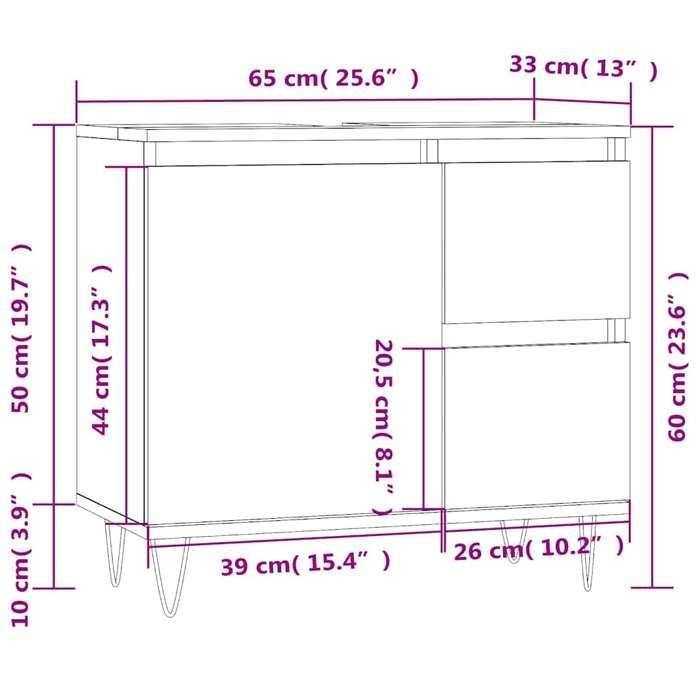 VidaXL Armoire de bain sonoma gris 65x33x60 cm bois d'ingénierie 831610