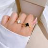 Anello Trifoglio a Quattro Foglie per Donna Anello Aperto Anello Fiore Classico Elegante