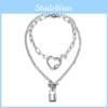 Contemporary Multi-layer Silver Heart Lock Necklace Exclusive Design For Fashion Enthusiasts