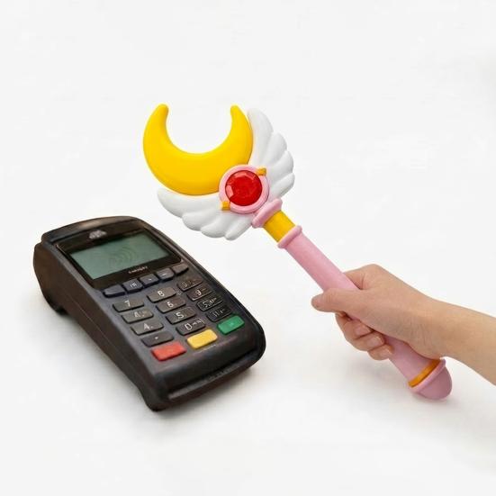 3D Printed Credit Card Wand, Contactless Payment Wand, Tap-to-Pay Credit Card Wand with Hidden Card Slot for Kids Self-Checkout Fun Gift