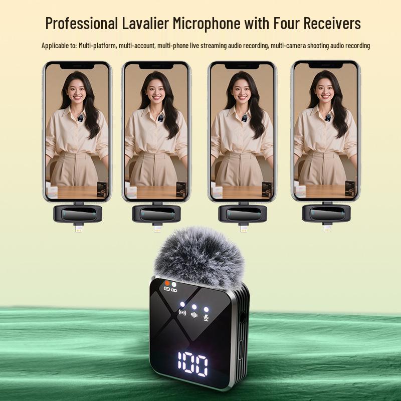 A100 Wireless Lavalier Microphone: Outdoor Use, Multi-Platform Streaming, Audio Recording, Noise Reduction, Includes Battery.