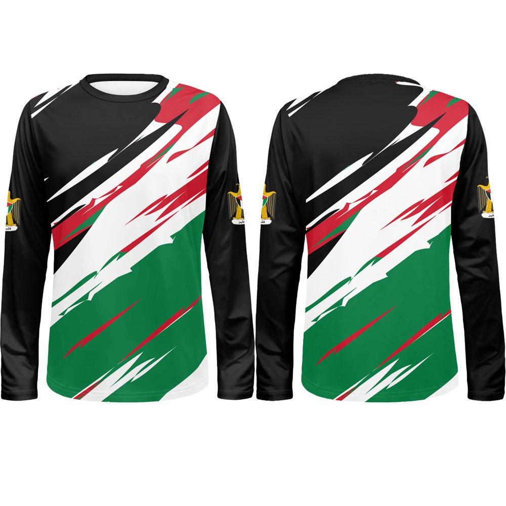 

Весняно-осінні футболки з круглим вирізом та 3D-принтом прапора Палестини, модні повсякденні чоловічі футболки з довгим рукавом S