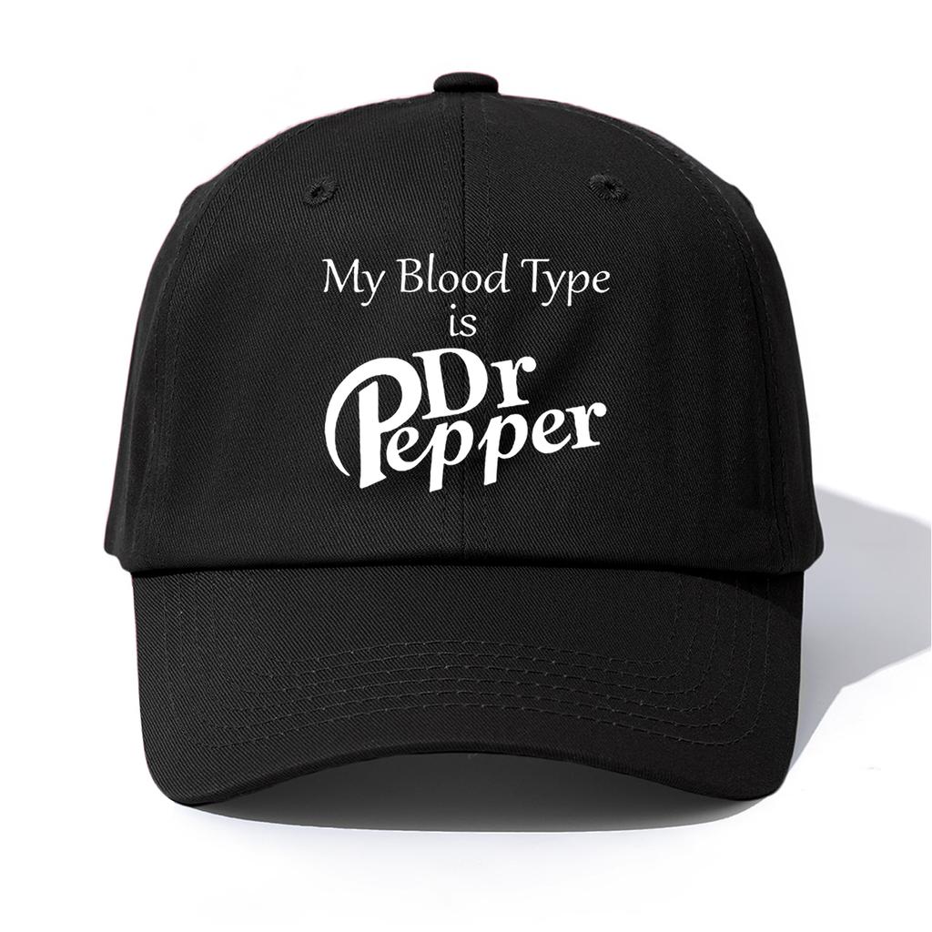 1pc MY BLOOD TYPE S DrPepper Print Baseball Cap for AdultsMinimalist Retro Style Casual Soft Adjustable Dad HatPerfect As Gift