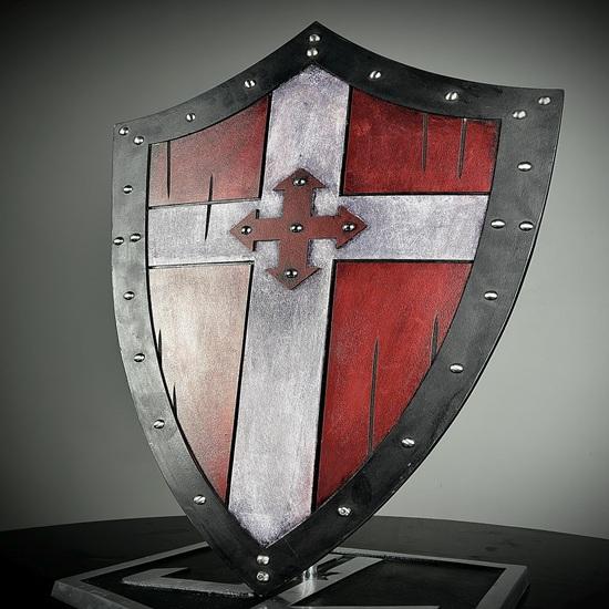 71.12 Cm Templar Shield Medieval Knight Red Cross Wooden Templar Shield Crusader Battle Damaged Heater Shield Best Gift