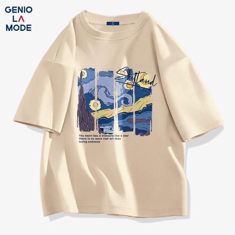 GENIOLAMODE Men s Starry Sky Print Heavy Cotton T-shirt 2XL