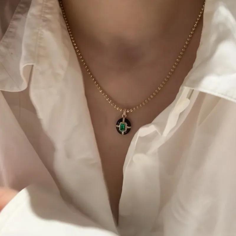 

Мода и шармы Подвеска из белого фритиллярия, винтажного зеленого циркона, изысканная эмаль, ожерелье для женщин, циркон 45cm