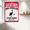 CATUTION Area Patrolled by Attack Guinea Security Co. Bird Silhouette Metal Tin Sign Playful Warning Sign for Home Office Decor