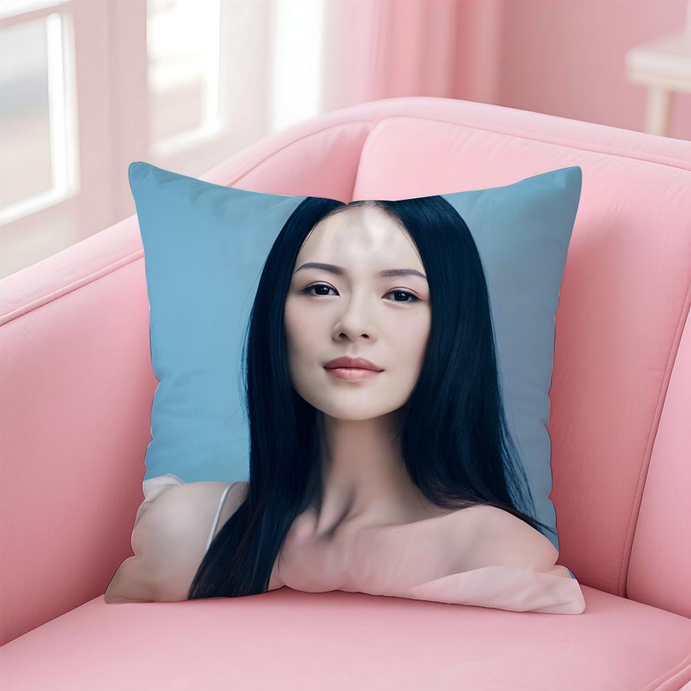 Elegant stars ZZhang Ziyi Cushion Cover Pillow Case Soft Friendly Fabric  Concealed Zipper
