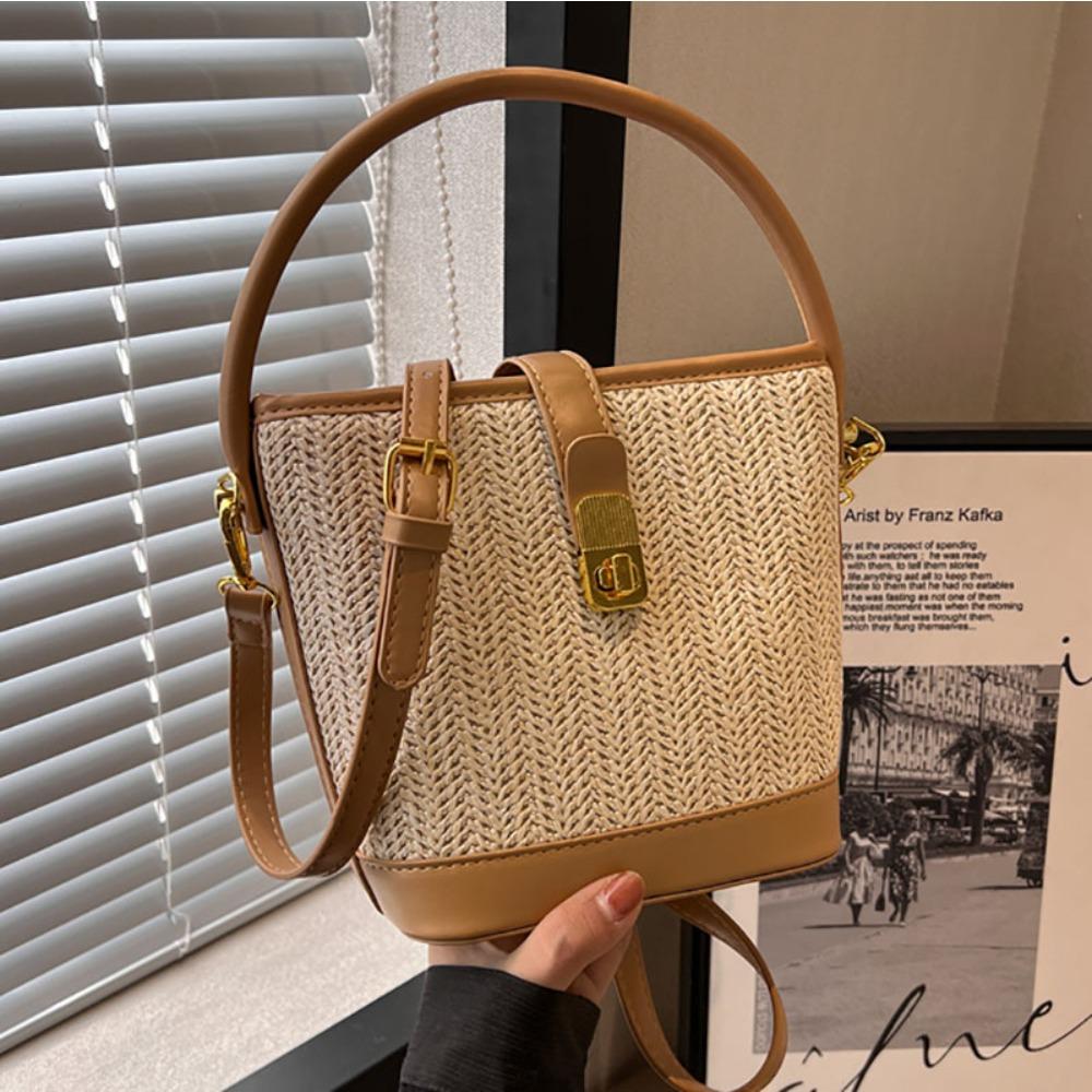 Bag Women's New Solid Color Messenger Bag Versatile Portable Bucket Bag