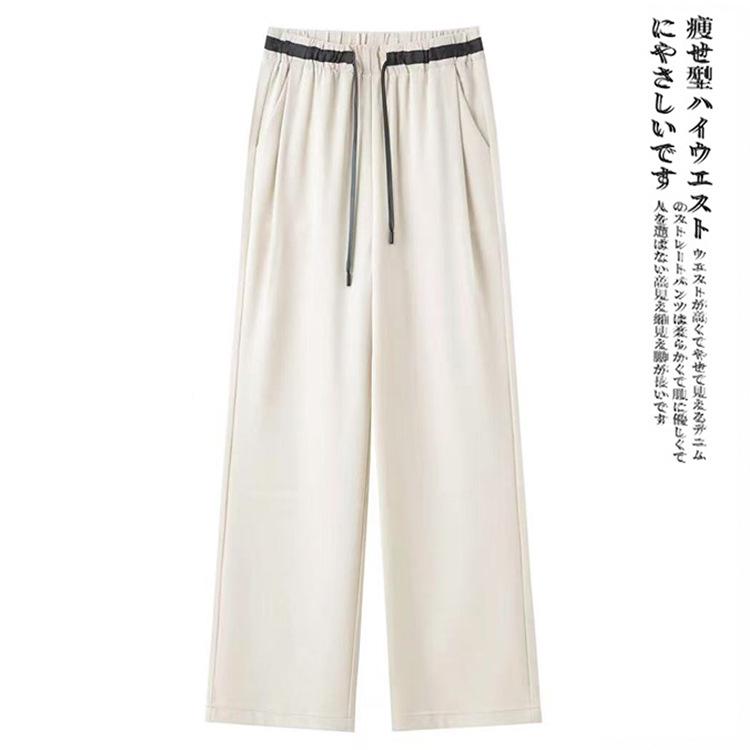 Women's Gray Wide-Leg High-Waisted Casual Floor-Length Pants - Summer 2025 Edition