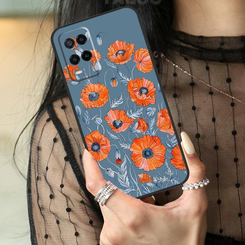 Flower Plant Art Case For Oppo A74 A94 A54 A80 A60 A40 A18 A38 A58 A78 A98 A96 A76 A16 A15 A17 A57 A77 A5 Pro