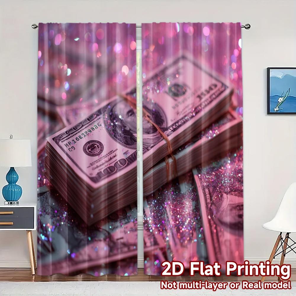 

Set Of 2 Flat Printing Curtains Without Rod Sparklingcash Popular Curtain Cloth Durable Polyester Outdoor Decorations W100*H70(CM)-Rod Pocket&2PCS