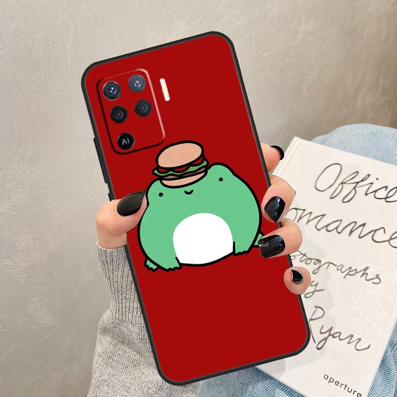 Cute Funny Frog Case For Oppo A57 A17 A77 A18 A38 A58 A78 A98 A74 A54 A94 A80 A60 A40 A96 A76 A16 A15 A5 Pro