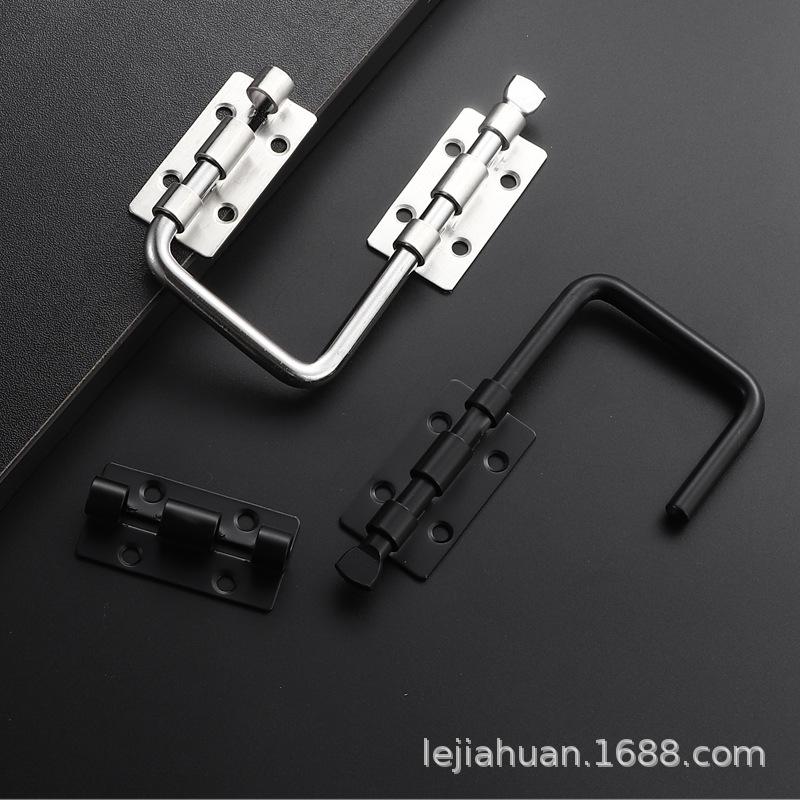 1 Set Silver/Black Non Perforated 90/180 Degree Gate Latch Stainless Steel Door Latch Lock Safety Thickened Door Buckle Fences