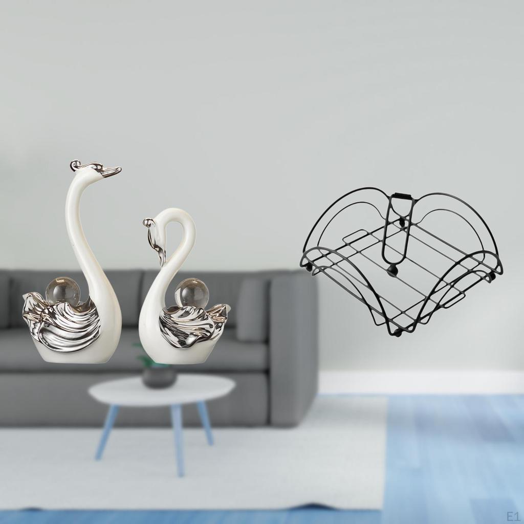 Porcelain Swan Figurine Collection with Napkin Holder Weighted Arm Dispenser for Living Room Bedroom
