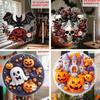 Halloween Door Sign Acrylic 2D Flat Round Sign Decor Halloween Front Door Hanging Wooden Sign Party Supplies for Bedroom Porch