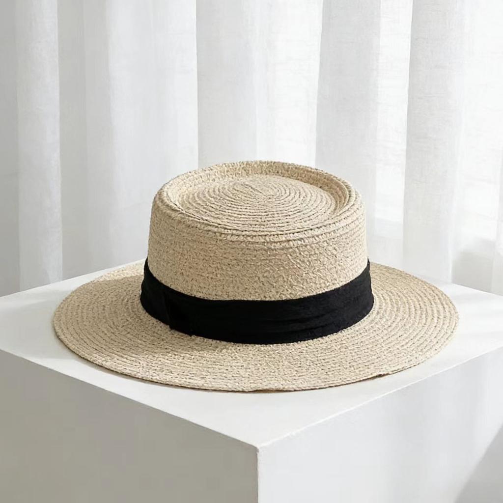 Fashion French Straw Hat Women's Summer Seaside Fine Grass Beach Hat Concave Top Sun Hat Straw Hat Retro Sun Protection Hat