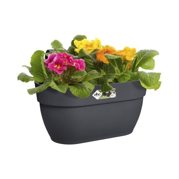 ELHO Balcony Planter Vibia Campana Easy Hanger Medium - L 24.1 X W 36 X H 26.5 Cm - Black - With Water Reservoir